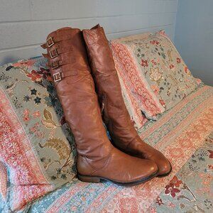Over the Knee Tan Leather Boots